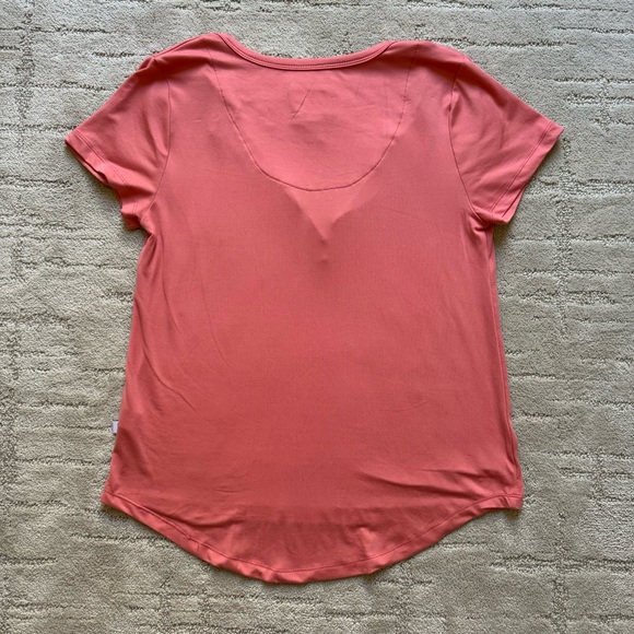 ✨ Echo Sleepwear Half Button Down Coral Short Sleeve Luxurious Soft T-Shirt - Picture 6 of 7